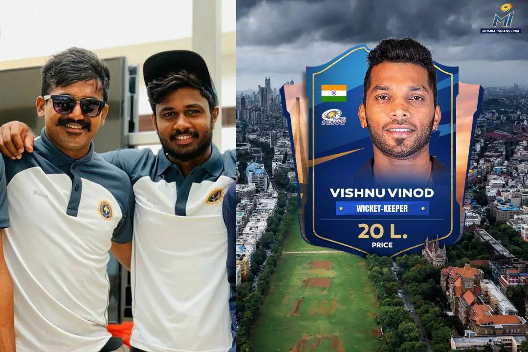 കെഎം ആസിഫും സഞ്ജു സാംസണും/ വിഷ്ണു വിനോദ് | Photo: twitter/ rajasthan royals/ mumbai indians