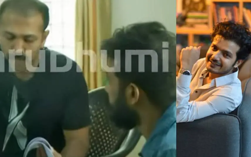 ശ്രീനാഥ് ഭാസി പോസീസ് സ്റ്റേഷനില്/ ശ്രീനാഥ് ഭാസി | Photo: Screengrab from Mathrubhumi News/ Mathrubhumi