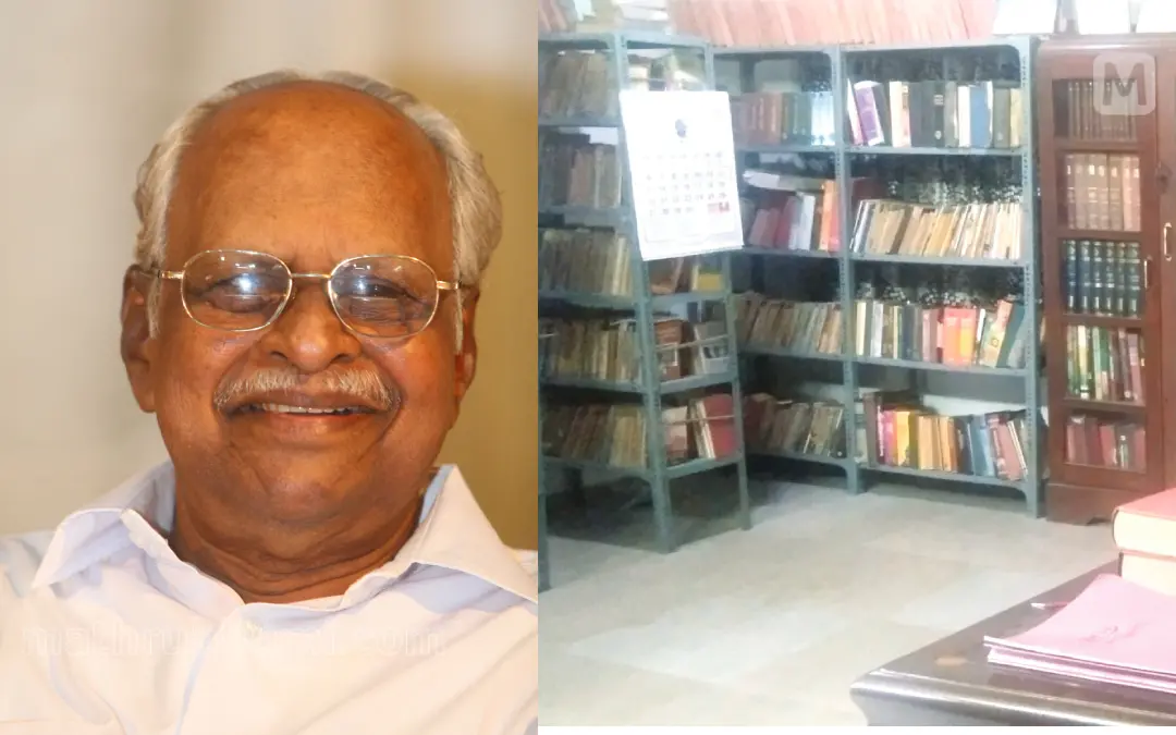 ഡോ. വെള്ളായണി അര്ജുനനും അദ്ദേഹത്തിന്റെ പുസ്തകശേഖരവും | ഫോട്ടോ: മാതൃഭൂമി