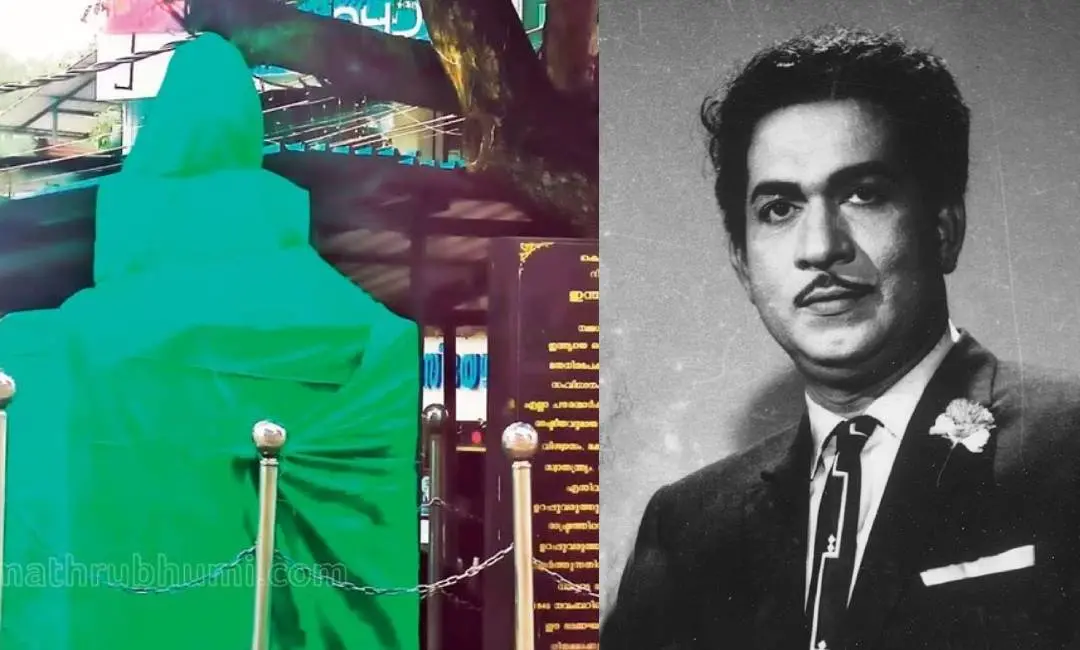 കൊട്ടാരക്കര മണികണ്ഠനാൽത്തറയിലെ മൂന്നുവിളക്കിനുസമീപം സ്ഥാപിച്ചിരിക്കുന്ന കൊട്ടാരക്കര ശ്രീധരൻ നായരുടെ പ്രതിമ, കൊട്ടാരക്കര ശ്രീധരന് നായര്