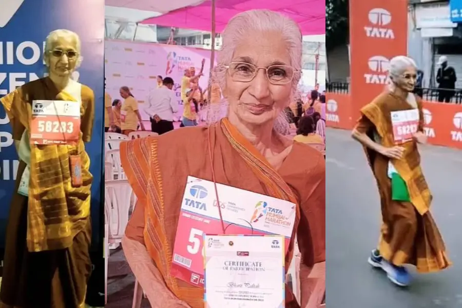 സാരിയും സ്നീക്കറുമിട്ട് ഭാരതി ഓടി ; വൈറലായി 80-കാരിയുടെ പ്രകടനം
