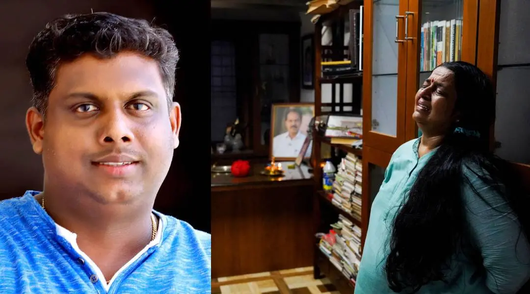 അരുണ് ചന്ദ്രബോസ്, പി.ടി. തോമസിന്റെ ചിത്രത്തിനു മുന്പില് വിതുമ്പലോടെ ഉമാ തോമസ്