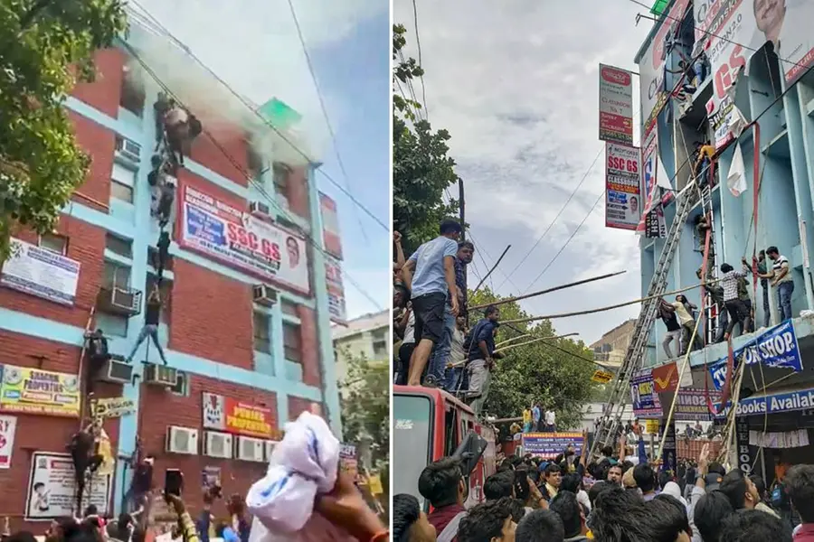 ഡല്ഹിയിൽ കോച്ചിങ് കേന്ദ്രത്തിൽ തീപ്പിടിത്തം; തൂങ്ങിയിറങ്ങി രക്ഷപ്പെട്ട് കുട്ടികൾ | വീഡിയോ