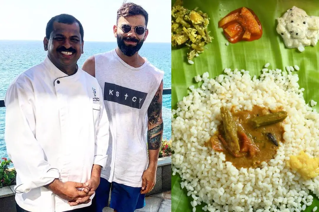 ഷെഫ് സുരേഷ് പിള്ളയും വിരാട് കോലിയും/ കേരള സദ്യ | Photo: facebook/ chef suresh pillai/ mathrubhumi