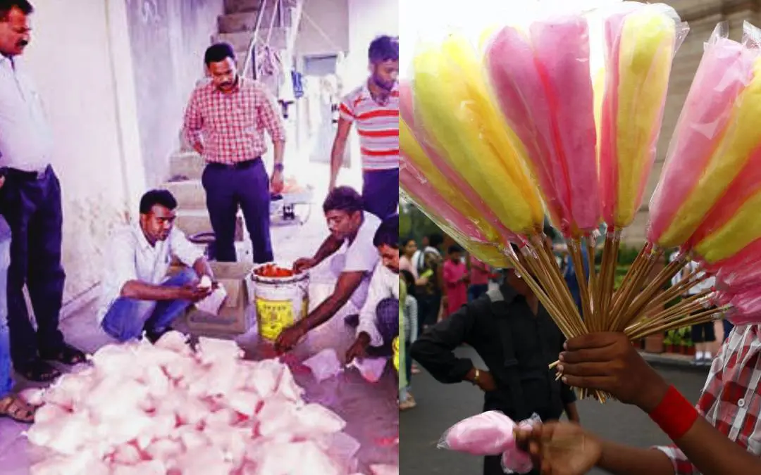 പുതിയകാവിനുസമീപത്തെ പഞ്ഞിമിഠായി നിര്മാണകേന്ദ്രത്തില് ഭക്ഷ്യസുരക്ഷാ ഉദ്യോഗസ്ഥര് പരിശോധന നടത്തുന്നു, പ്രതീകാത്മക ചിത്രം | ഫോട്ടോ: mathrubhumi,sabu scaria
