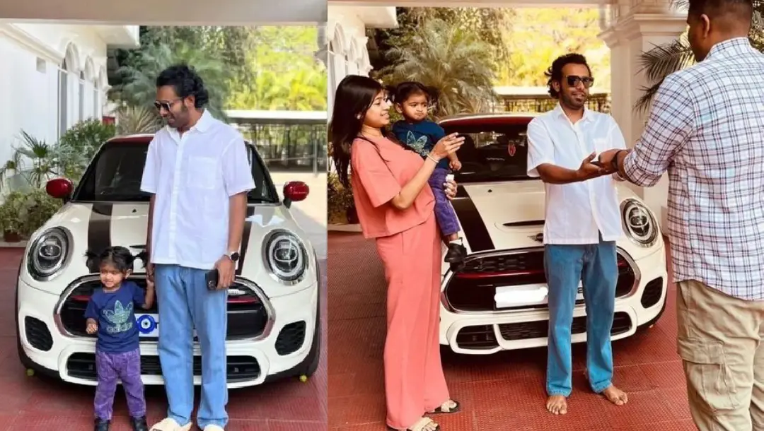 അര്ജുന് അശോകന് മിനി കൂപ്പറിന്റെ താക്കോല് സ്വീകരിക്കുന്നു | Photo: Instagram/dq_cars_369