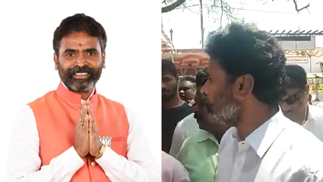 എസ്. മുനിസ്വാമി, സാമൂഹിക മാധ്യമങ്ങളില് പ്രചരിക്കുന്ന വീഡിയോ | Photo: Facebook (S Muniswamy MP KOLAR), Screengrab/Twitter(Prajavani)