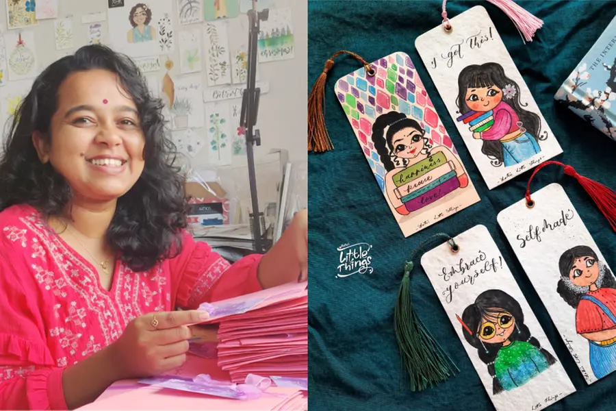 സോഷ്യല് മീഡിയ മാര്ക്കറ്റ് ആക്കി 20 രൂപയ്ക്ക് ബുക്ക് മാര്ക്ക് വിറ്റ് തുടങ്ങിയതാണ് ആതിരയുടെ യാത്ര