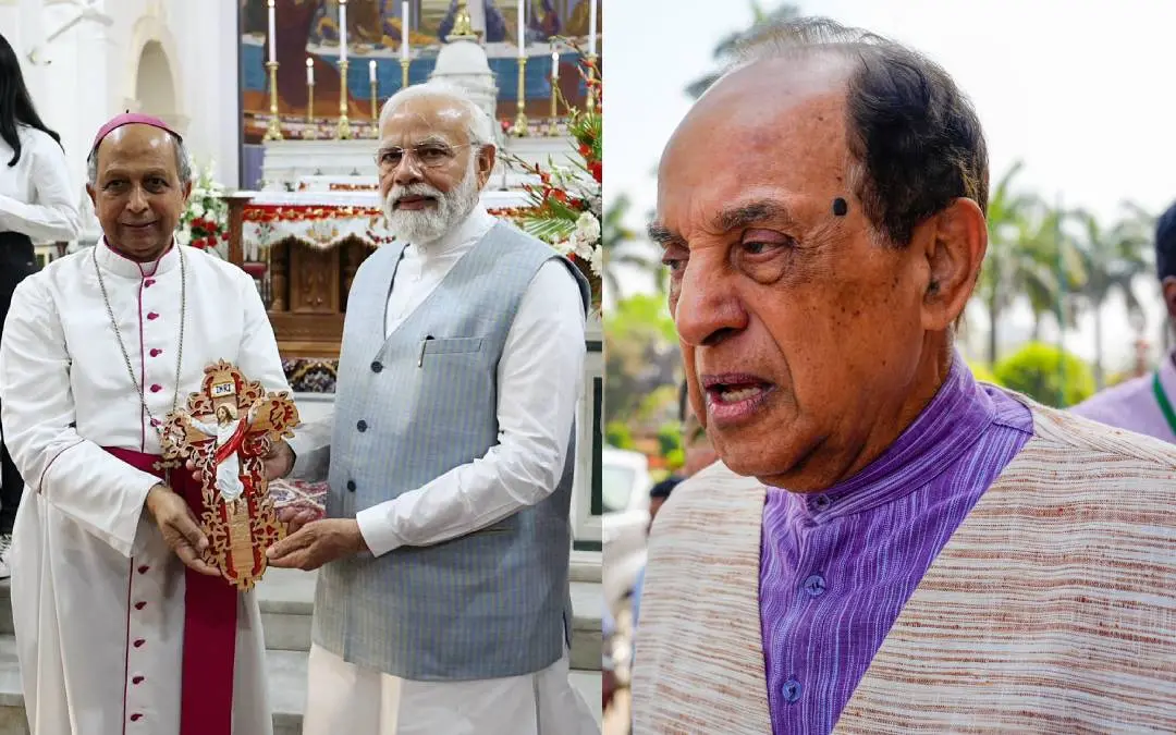പ്രധാനമന്ത്രി സേക്രട്ട് ഹാര്ട്ട് കത്തീഡ്രല് സന്ദര്ശിച്ചപ്പോള്, സുബ്രമണ്യന് സ്വാമി | ഫോട്ടോ: ANI, PTI