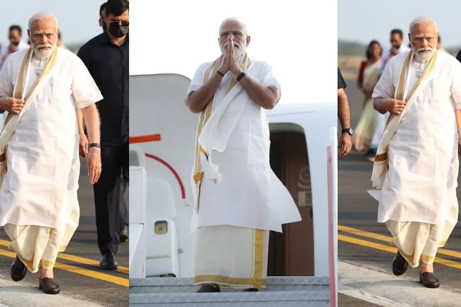 കസവ് മുണ്ടും മേല്മുണ്ടും ധരിച്ച് പ്രധാനമന്ത്രിയെത്തി; മോദിയെ കാണാന് കൊച്ചിയില് ആയിരങ്ങള് | VIDEO