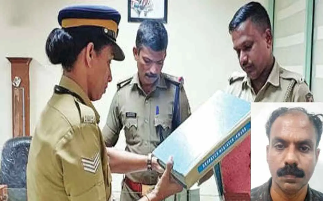 കുന്നംകുളത്തെ ധനലക്ഷ്യ കുറീസില്‍ പോലീസ് പരിശോധന നടത്തുന്നു ഇന്‍സെറ്റില്‍ അറസ്റ്റിലായ സജി.