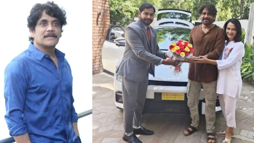 നാഗാര്ജുനയും ഭാര്യയും പുതിയ വാഹനം ഏറ്റുവാങ്ങുന്നു | Photo: Facebook