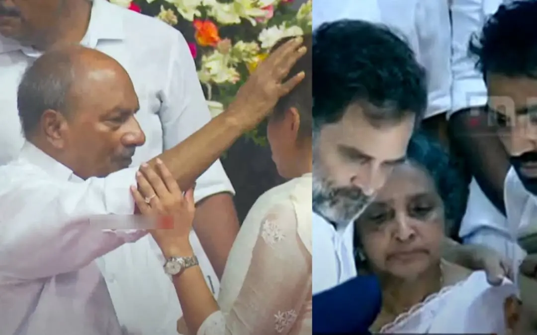 എ.കെ. ആന്റണി, ഉമ്മന്ചാണ്ടിയുടെ മകള് അച്ചു ഉമ്മന്, രാഹുല്ഗാന്ധി | Photo: Screen grab