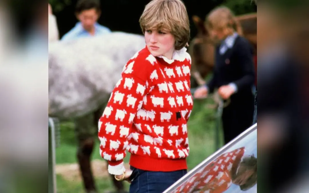 ബ്ലാക്ക് ഷീപ്പ് സ്വെറ്റർ ധരിച്ച് ഡയാന | Photo: instagram/ Sotheby's