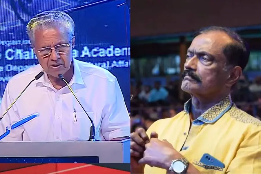 മുഖ്യമന്ത്രി സംസാരിക്കുമ്പോൾ എഴുന്നേറ്റുനിന്ന് ഭീമൻ രഘു; ചലച്ചിത്രപുരസ്കാര വിതരണച്ചടങ്ങിലെ കൗതുകം