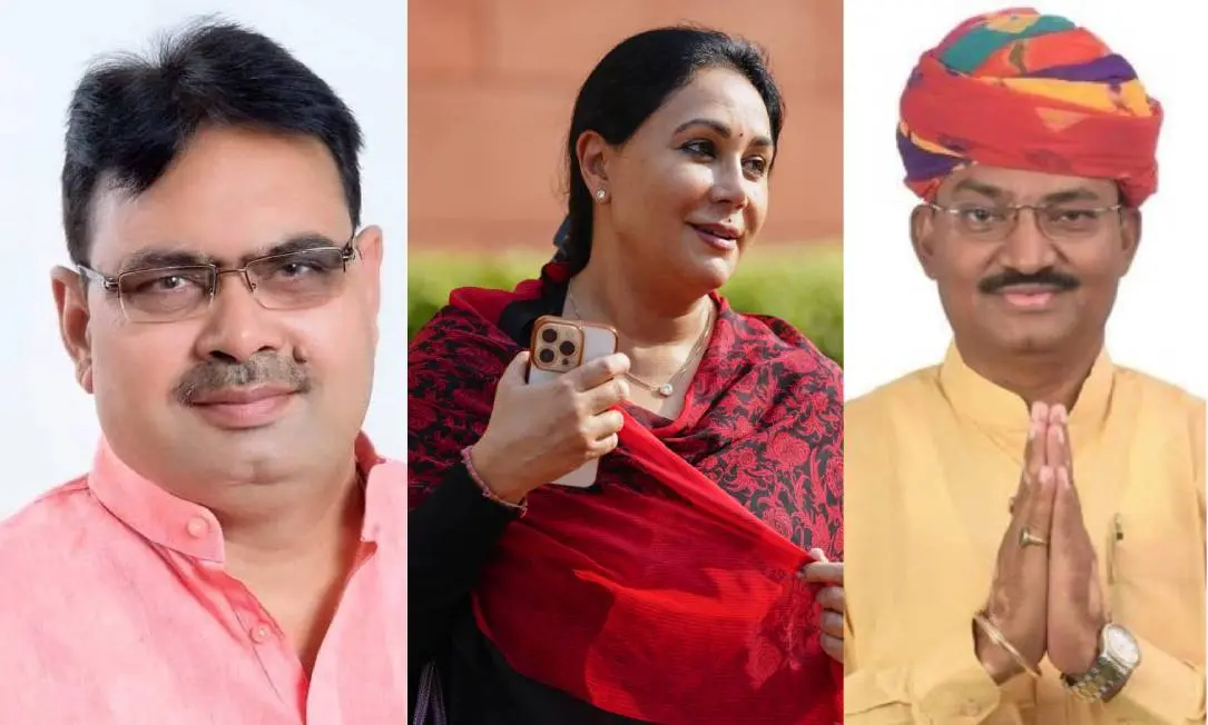 മുഖ്യമന്ത്രിയായി തിരഞ്ഞെടുക്കപ്പെട്ട ഭജന്ലാല് ശര്മ, ഉപമുഖ്യമന്ത്രിമാരായ ദിയാകുമാരി,പ്രേംചന്ദ് ഭൈരവ എന്നിവരും