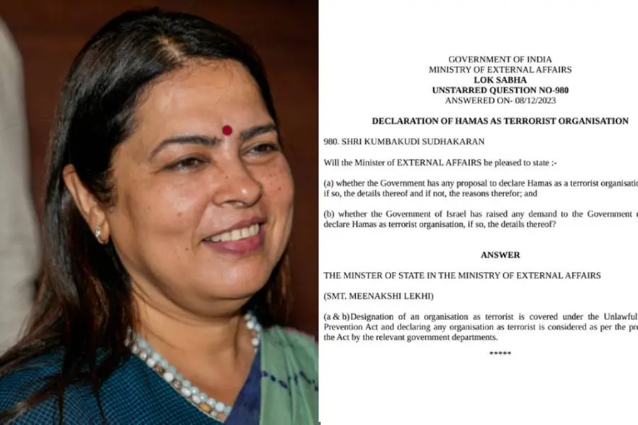 ഹമാസിനെക്കുറിച്ചുള്ള പാർലമെന്റ് ചോദ്യത്തിനുള്ള മറുപടിയിൽ ഒപ്പുവെച്ചിട്ടില്ലെന്ന് മീനാക്ഷി ലേഖി