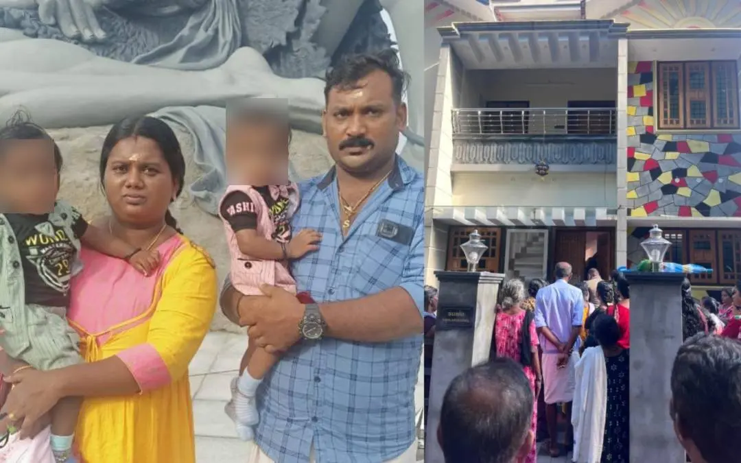 സുനുവും സൗമ്യം മക്കളും, പുതുതായി നിര്മിച്ച വീട് | Photo: Arranged