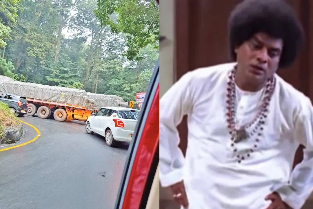 താമരശ്ശേരി ചുരത്തിലെ ബ്ലോക്ക്/ നന്ദനത്തില് നിന്നുള്ള രംഗം | Photo: Special Arrangement/ Facebook