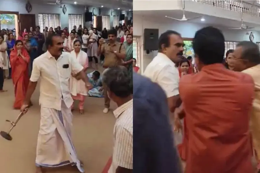 കുർബാനയെ ചൊല്ലി തർക്കം; പെരുമ്പാവൂരിൽ പള്ളിയ്ക്കകത്ത് സംഘർഷം | VIDEO