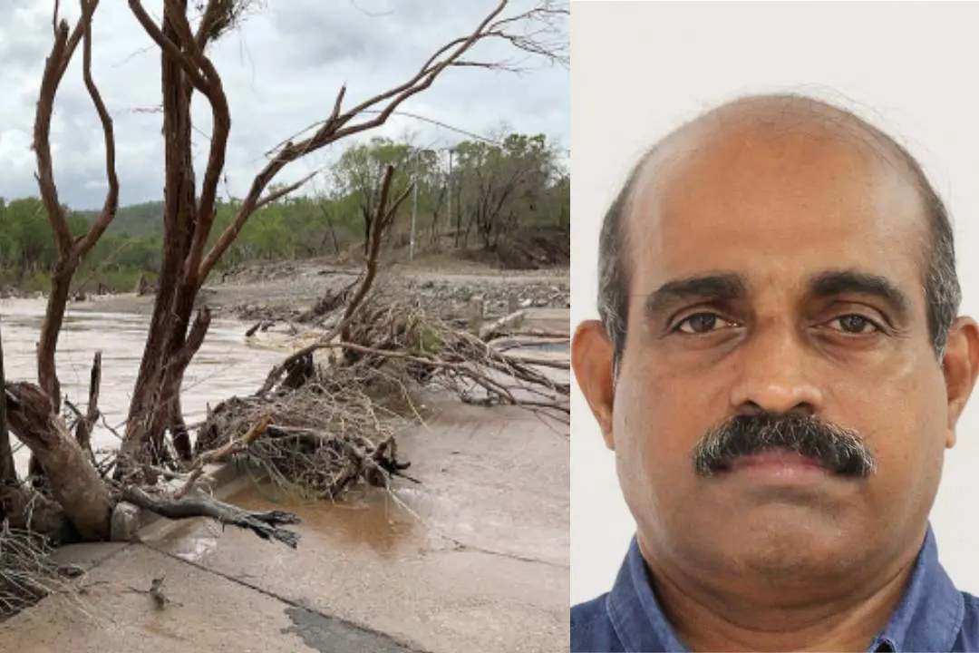 തകര്ന്ന പാലത്തില് തങ്ങിനില്ക്കുന്ന കനത്ത മഴയിലും കൊടുങ്കാറ്റിലും കടപുഴകിവീണ മരങ്ങള്, പിന്റോ ജോസഫ് I Photo: AFP