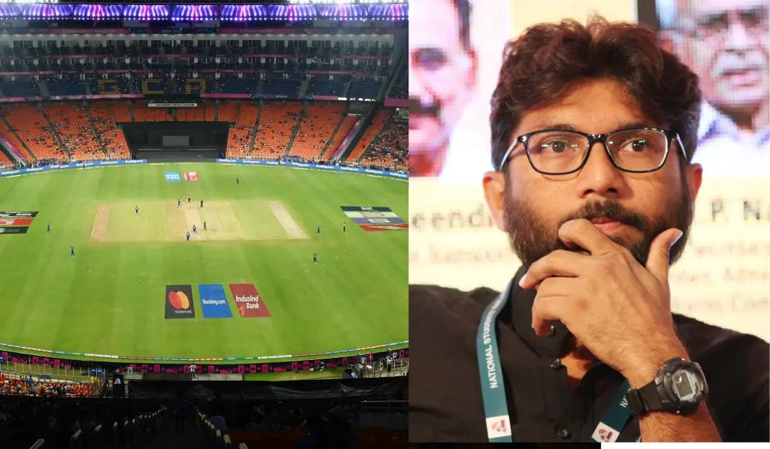 അഹമ്മദാബാദില് നടന്ന ഇംഗ്ലണ്ട്-ന്യൂസിലന്ഡ് മത്സരത്തില് നിന്ന്, ജിഗ്നേഷ് മേവാനി |ഫോട്ടോ:AFP,മാതൃഭൂമി