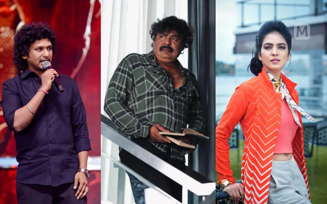 ലോകേഷ് കനകരാജ്, മൻസൂർ അലി ഖാൻ, മാളവിക മോഹനൻ | ഫോട്ടോ: twitter.com/TheRoute, www.instagram.com/mansoor_alikhan_offl/, കാരറ്റ് ജി.കെ \ മാതൃഭൂമി ലൈബ്രറി
