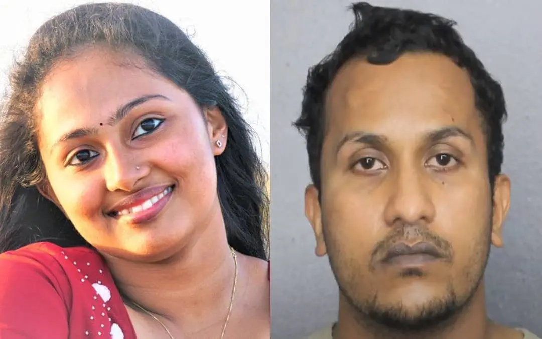 കൊല്ലപ്പെട്ട മെറിന് ജോയ്, പ്രതി ഫിലിപ്പ് മാത്യൂ | Photo: Facebook.com/Justice For Merin Joy & Screengrab: Youtube.com/WPLG Local10