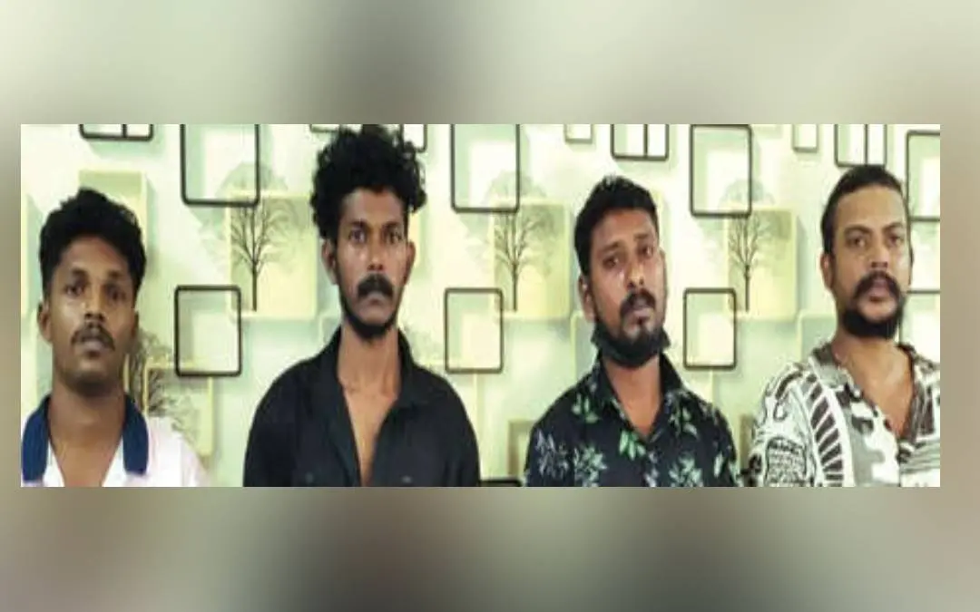 അറസ്റ്റിലായ ശ്രീജിത്ത്, വിഷ്ണു, ബിജു, റിക്കാസ് മോൻ
