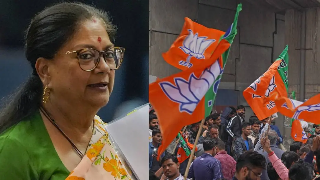 വസുന്ധര രാജ, നിയമസഭാ തിരഞ്ഞെടുപ്പ് വിജയത്തില്‍ അജ്മീറില്‍ ബി.ജെ.പി. പ്രവര്‍ത്തകരുടെ ആഹ്ലാദം | Photo: PTI,  ANI