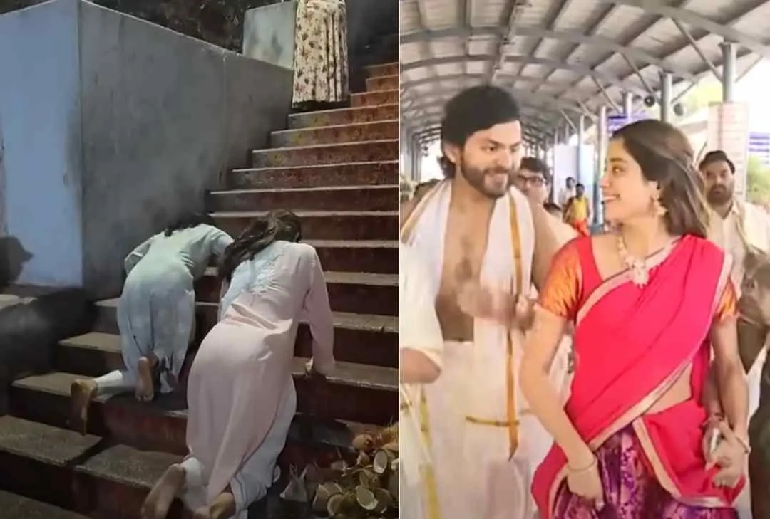 ജാന്വി കപൂറും ശിഖര് പഹാരിയയും തിരുപ്പതിയില് | Photo: youtube/ orry
