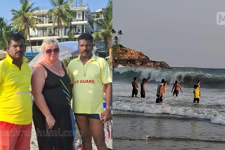 കോവളത്ത് കടലിൽ ശക്തമായ തിരത്തളളലും അടിയൊഴുക്കും; മുങ്ങിതാഴ്ന്ന റഷ്യൻവനിതയെ രക്ഷപ്പെടുത്തി
