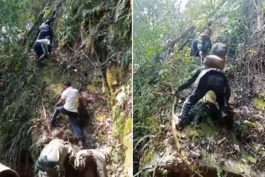 വടംകെട്ടി മലകയറി പോളിങ് ഉദ്യോഗസ്ഥർ; വിദൂരഗ്രാമത്തിലെ 421 വോട്ടുകൾക്കായി മൂന്നുദിവസത്തെ സാഹസികയാത്ര