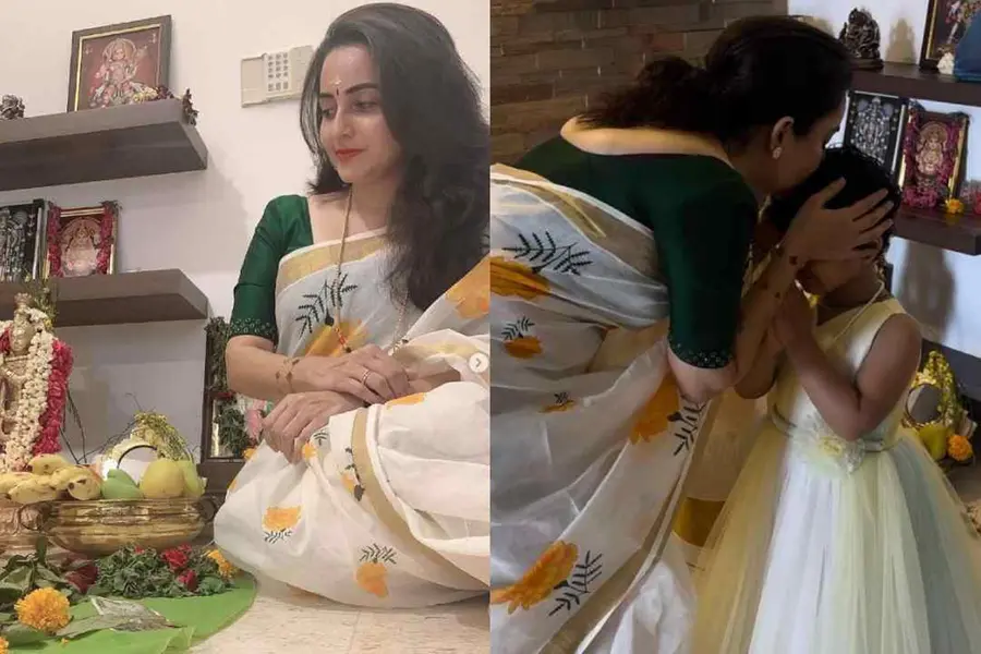 'ഒരുപാട് നാളുകള്ക്ക് ശേഷം സന്തോഷം നിറഞ്ഞൊരു വിഷു ആഘോഷിച്ചു'; മകള്ക്ക് കൈനീട്ടം നല്കി ഭാമ