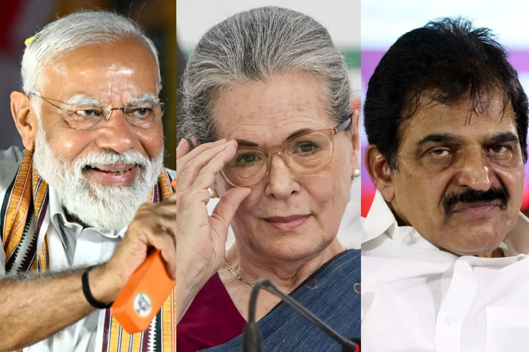 നരേന്ദ്ര മോദി, സോണിയ ഗാന്ധി, കെ.സി. വേണുഗോപാൽ | Photo: AFP, PTI, Mathrubhumi Archives