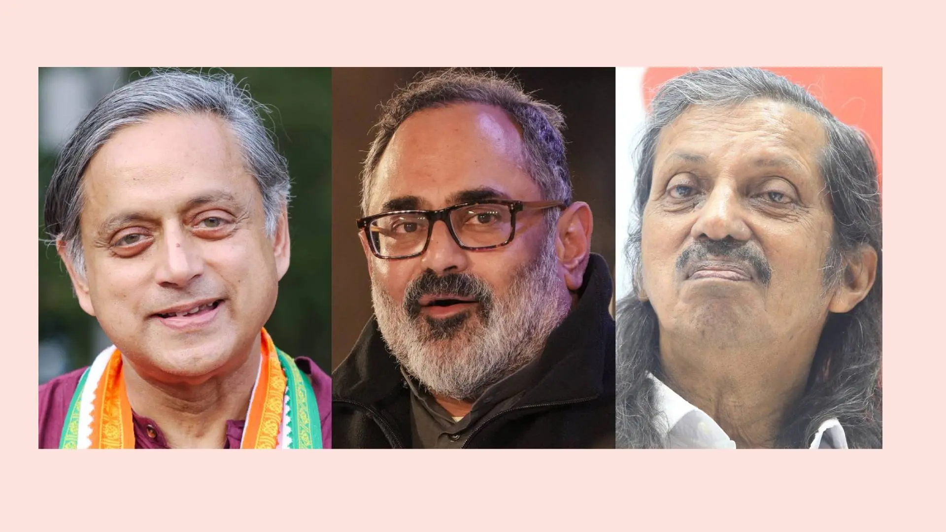 ശശി തരൂര്‍, രാജീവ് ചന്ദ്രശേഖര്‍, പന്ന്യന്‍ രവീന്ദ്രന്‍ | Photo: Mathrubhumi, PTI