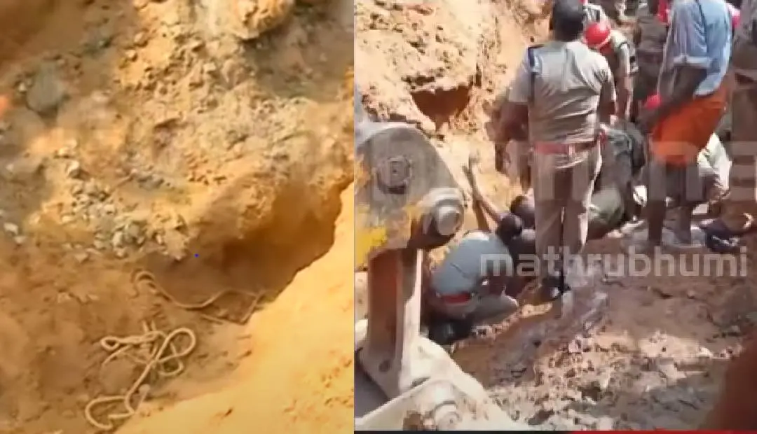 ജനറൽ ആശുപത്രി - വഞ്ചിയൂർ റോഡിൽ തൊഴിലാളി കുഴിയിൽ വീണപ്പോൾ | Photo: Screengrab / Mathrubhumi News