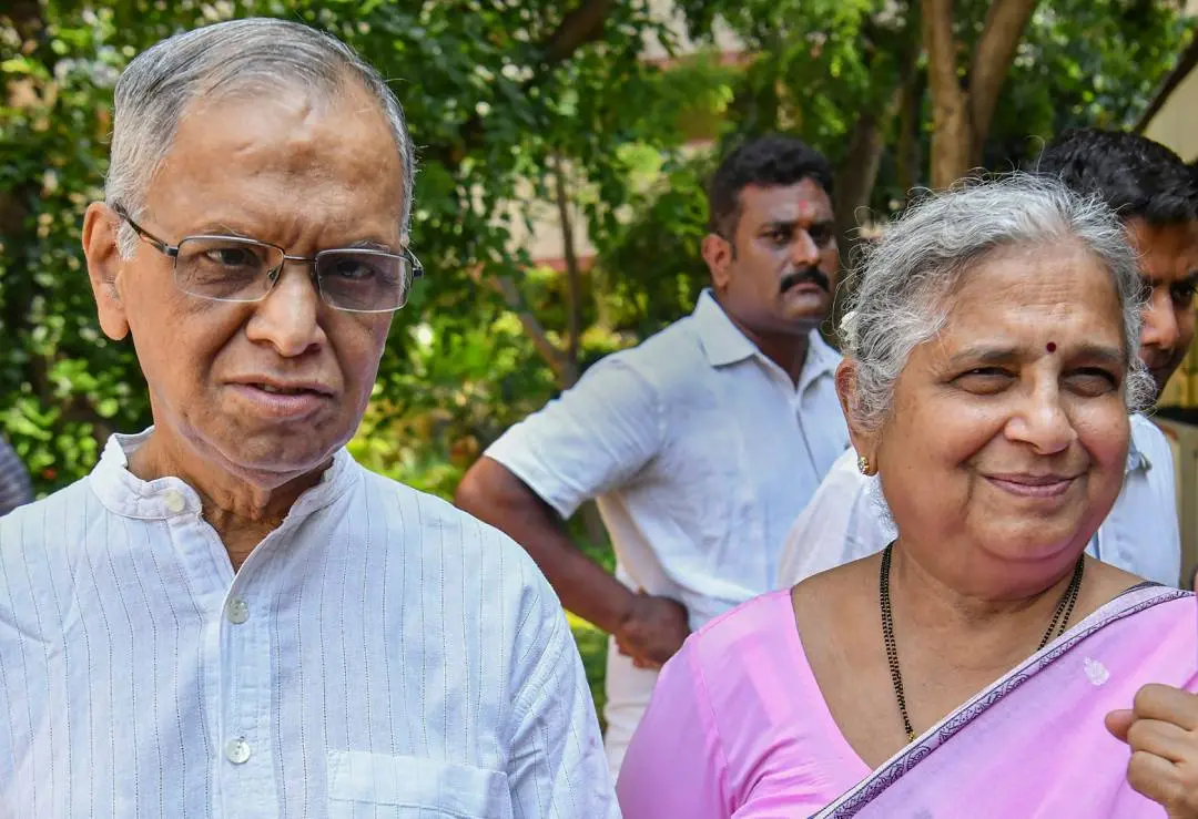 നാരായണ മൂര്ത്തിയും സുധാ മൂര്ത്തിയും | Photo: PTI