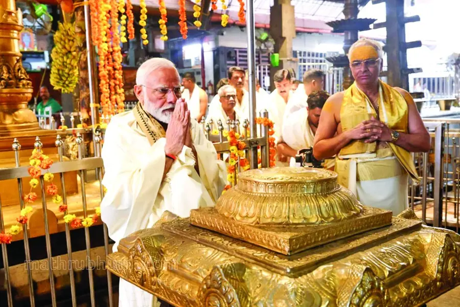 നറുനെയ്യും താമരയും സമര്പ്പണം, QR കോഡിലൂടെ കാണിക്ക; മോദിക്കുവേണ്ടി തയ്യാറാക്കിയത് 20 വിഭവങ്ങള്