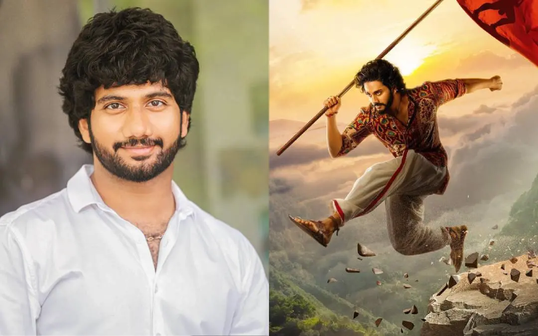 സംവിധായകൻ പ്രശാന്ത് വർമ, ഹനുമാൻ എന്ന ചിത്രത്തിന്റെ പോസ്റ്റർ | ഫോട്ടോ: www.facebook.com/prasanthvarmap