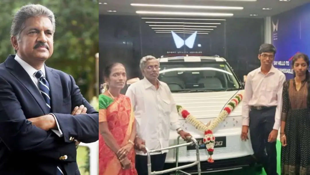 പ്രഗ്നാനന്ദയും കുടുംബവും ആനന്ദ് മഹീന്ദ്രയുടെ സമ്മാനമായ ഇലക്ട്രിക് വാഹനം ഏറ്റുവാങ്ങുന്നു | Photo: X/ Praggnanandhaa
