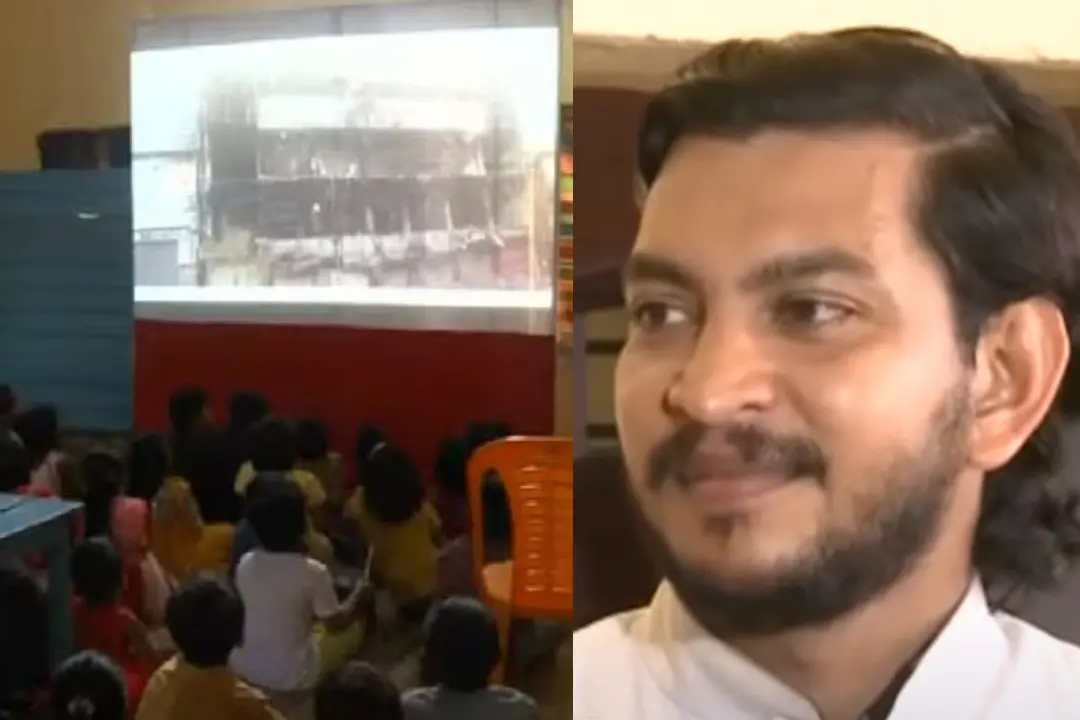 1. സാൻജോപുരം പള്ളിയിൽ മണിപ്പുർ കലാപവുമായി ബന്ധപ്പെട്ട ഡോക്യുമെന്ററി പ്രദർശിപ്പിക്കുന്നു, 2. സാൻജോപുരം പള്ളിയിലെ വൈദികൻ ഫാദർ നിധിൻ പനവേലിൽ | Photos: Special Arrangement