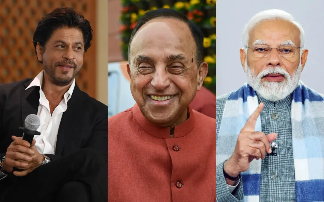 ഷാരൂഖ് ഖാന്, സുബ്രഹ്മണ്യന് സ്വാമി, നരേന്ദ്രമോദി | Photo: AP, PTI, ANI