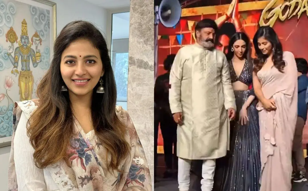 നടി അഞ്ജലി, ബാലകൃഷ്ണയ്ക്കും നേഹാ ശർമയ്ക്കുമൊപ്പം അഞ്ജലി | ഫോട്ടോ: www.facebook.com/AnjaliOfficial, സ്ക്രീൻഗ്രാബ്