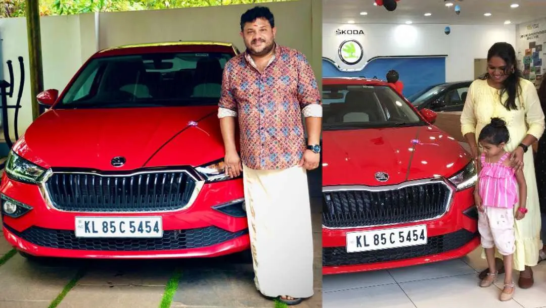 ഹരീഷ് കണാരന് സ്വന്തമാക്കിയ സ്കോഡ സ്ലാവിയ | Photo:Facebook/Hareesh Kanaran