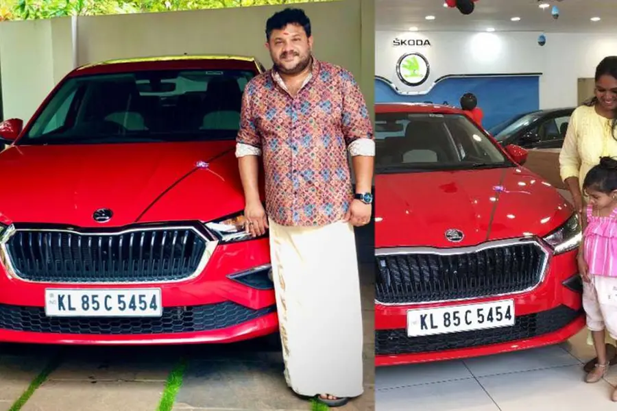 വിവാഹ വാര്ഷികദിനത്തില് മറ്റൊരു സന്തോഷം; സ്കോഡ സ്ലാവിയ സ്വന്തമാക്കി ഹരീഷ് കണാരന്