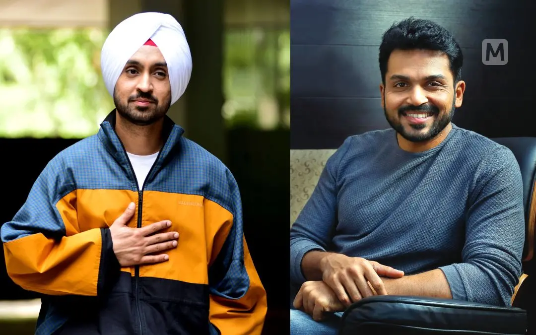 ദിൽജിത്ത് ദോസാഞ്ച്, കാർത്തി | ഫോട്ടോ: ഫോട്ടോ: എ.എഫ്.പി, പ്രജിത്ത് തിരുമല \ മാതൃഭൂമി