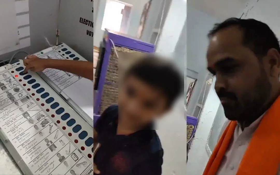 വിനയ് മെഹാറിന്റെ വോട്ട് മകന് രേഖപ്പെടുത്തുന്ന വീഡിയോയില്നിന്ന് | Photo: Screen grab/ X Video: Piyush Babele