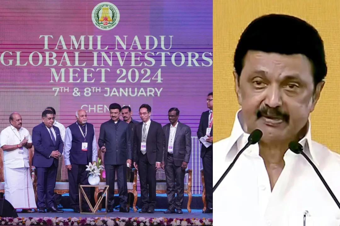 1. തമിഴ്നാട്ടിൽ നടന്ന ആഗോള നിക്ഷേപക സംഗമത്തിൽ നിന്നുള്ള ദൃശം, 2. തമിഴ്നാട് മുഖ്യമന്ത്രി എം.കെ. സ്റ്റാലിൻ | Photo: PTI, ANI