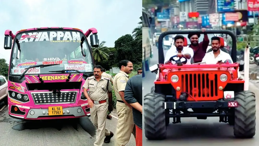 സീബ്രാലൈനില് വിദ്യാര്ഥികളെ ഇടിച്ചുതെറിപ്പിച്ച സ്വകാര്യബസ്, നിയമവിരുദ്ധമായി ആകാശ തില്ലങ്കേരിയുടെ ജീപ്പ് യാത്ര | ഫോട്ടോ: മാതൃഭൂമി